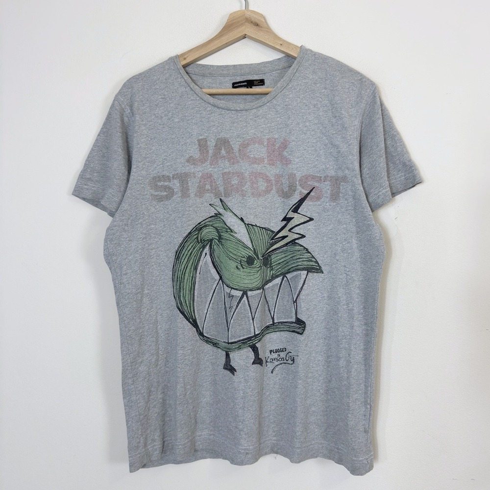 Jack & Jones Stardust Monster Graphic Grey Tee Shirt - Large